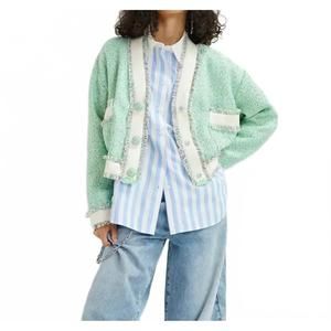 NEW ESSENTIAL ANTWERP hoola cropped fringe jacket in combo 1 neptune green